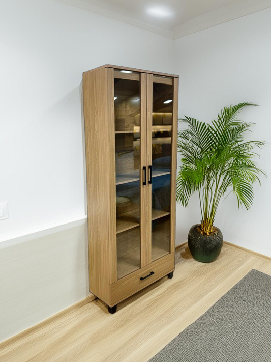 Mueble Vitrina Madera Oscura